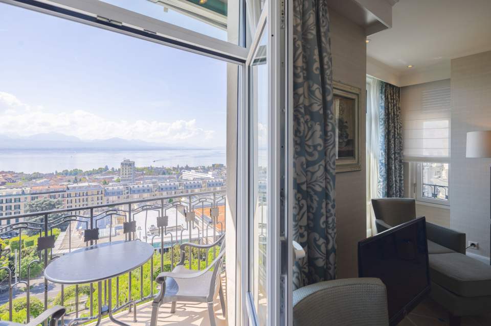 Vue sur le Lac Léman à l'Hôtel de la Paix Hôtel 4 étoiles à Lausanne en Suisse